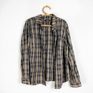 Slink Tan Brown Beige Plaid Button Up Shirt Plus Size 18/20 or 2x
